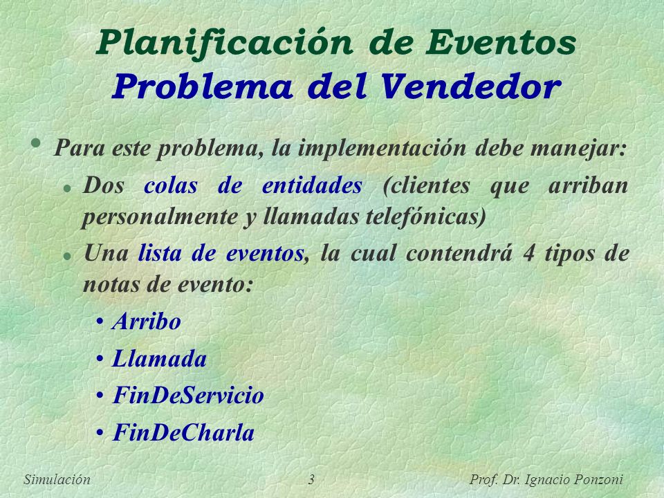 Planificación de Eventos Problema del Vendedor