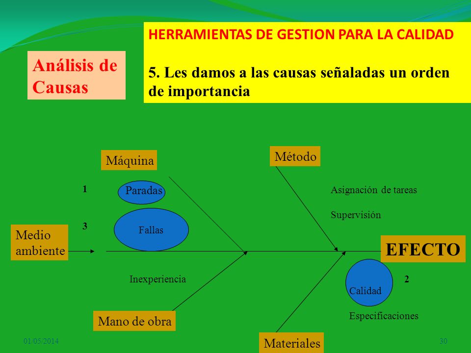 Análisis de Causas EFECTO HERRAMIENTAS DE GESTION PARA LA CALIDAD