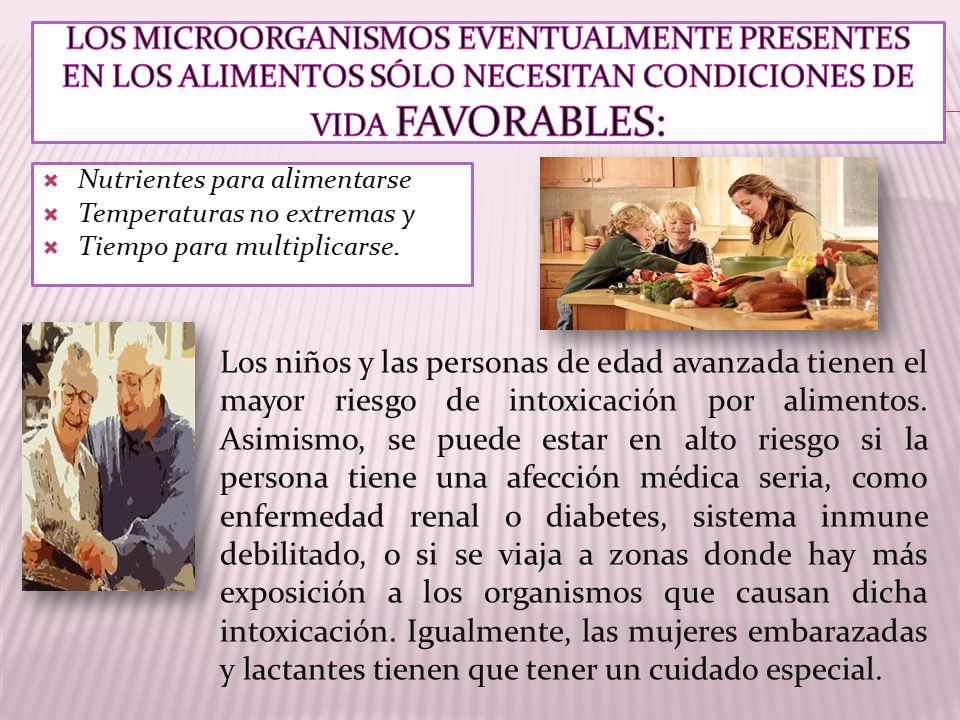 Los microorganismos eventualmente presentes en los alimentos sólo necesitan condiciones de vida favorables: