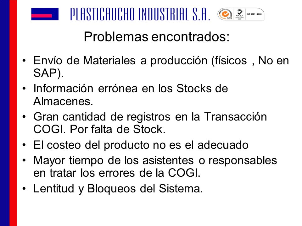 Problemas encontrados: