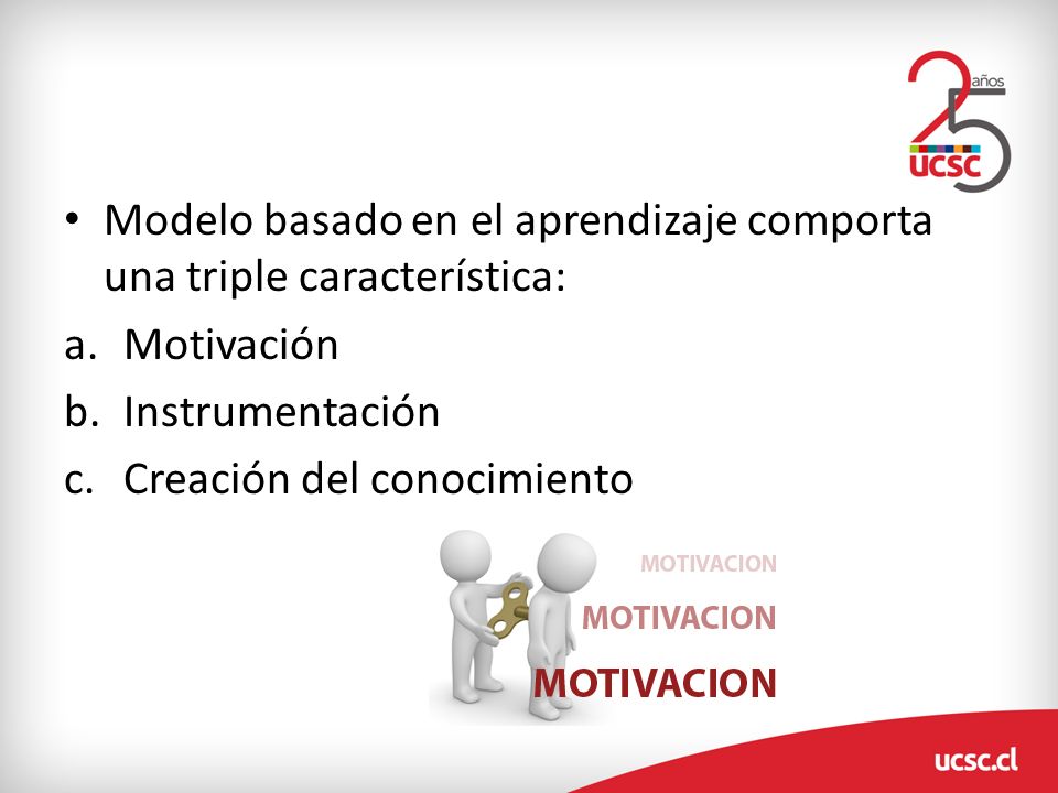 Modelo basado en el aprendizaje comporta una triple característica: