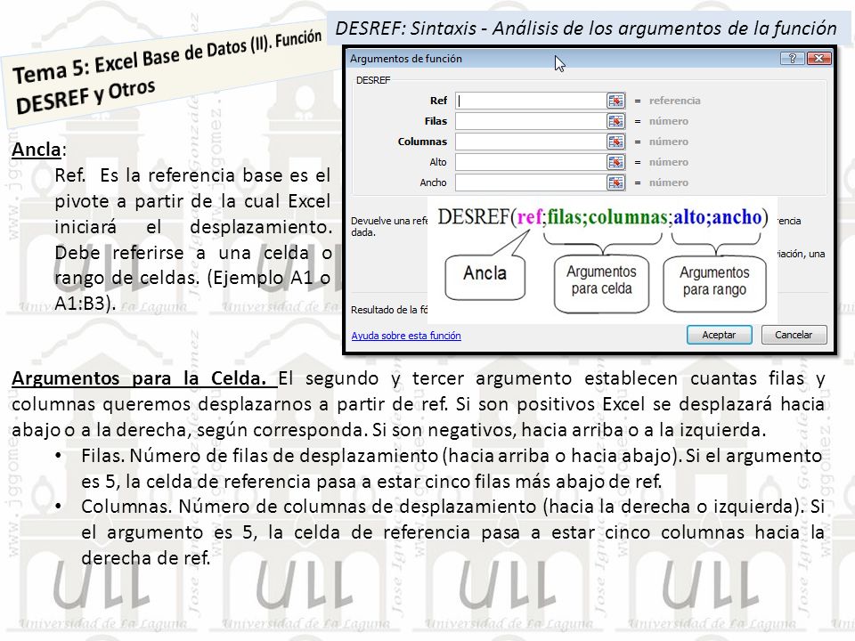 DESREF: Sintaxis - Análisis de los argumentos de la función