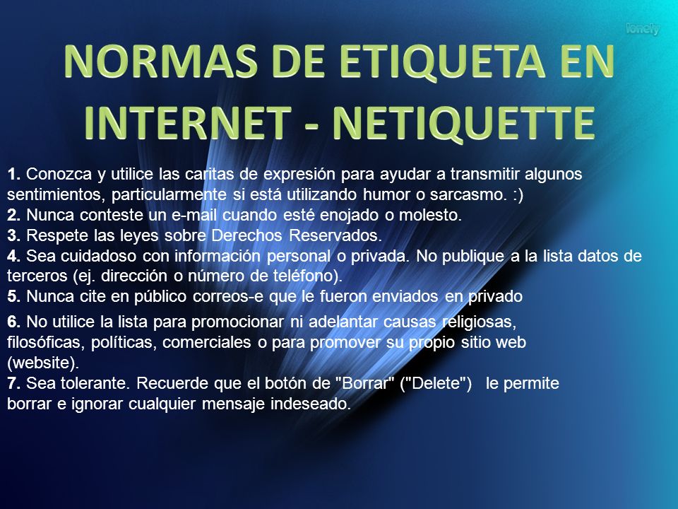 NORMAS DE ETIQUETA EN INTERNET - NETIQUETTE
