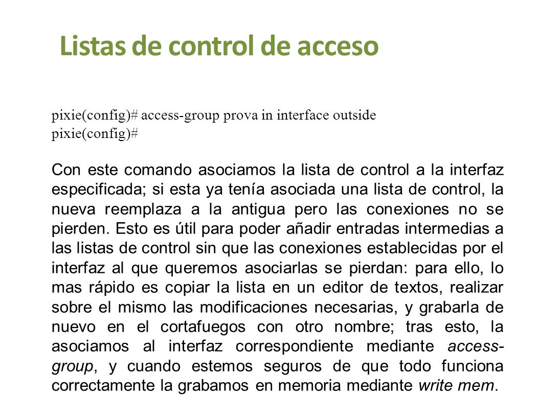 Listas de control de acceso