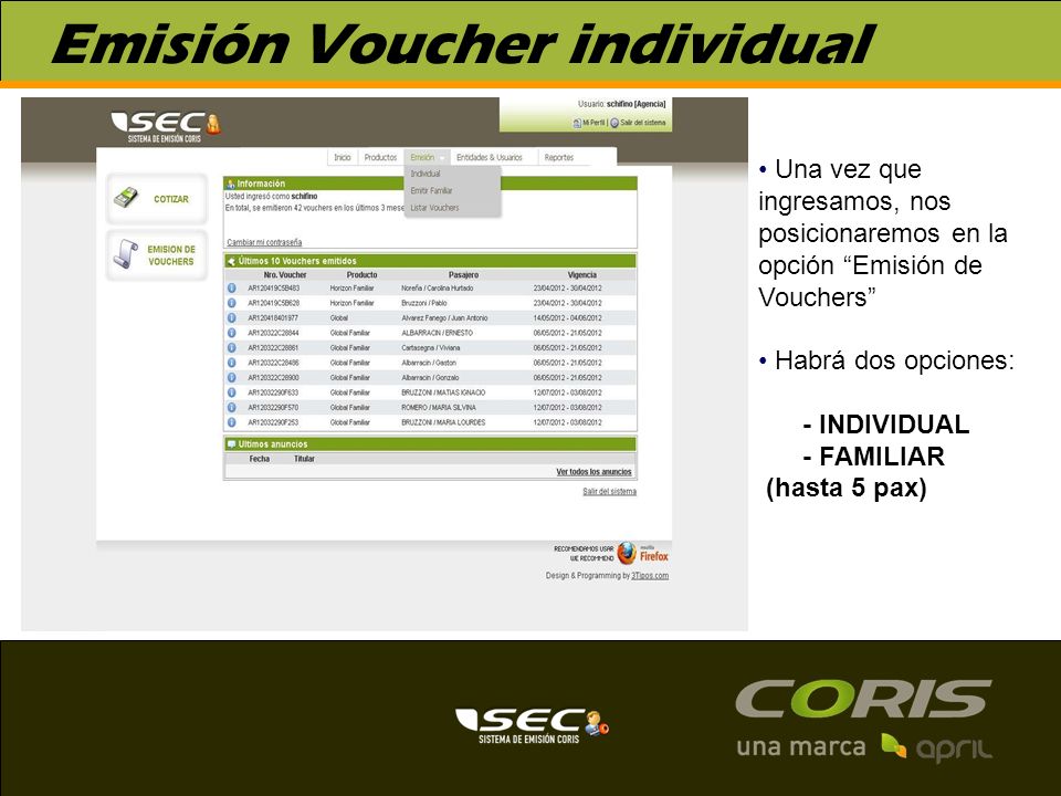 Emisión Voucher individual