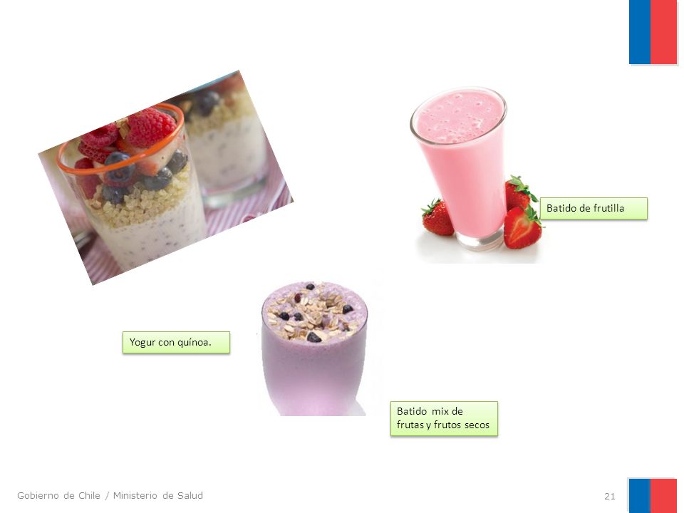 Batido de frutilla Yogur con quínoa. Batido mix de frutas y frutos secos