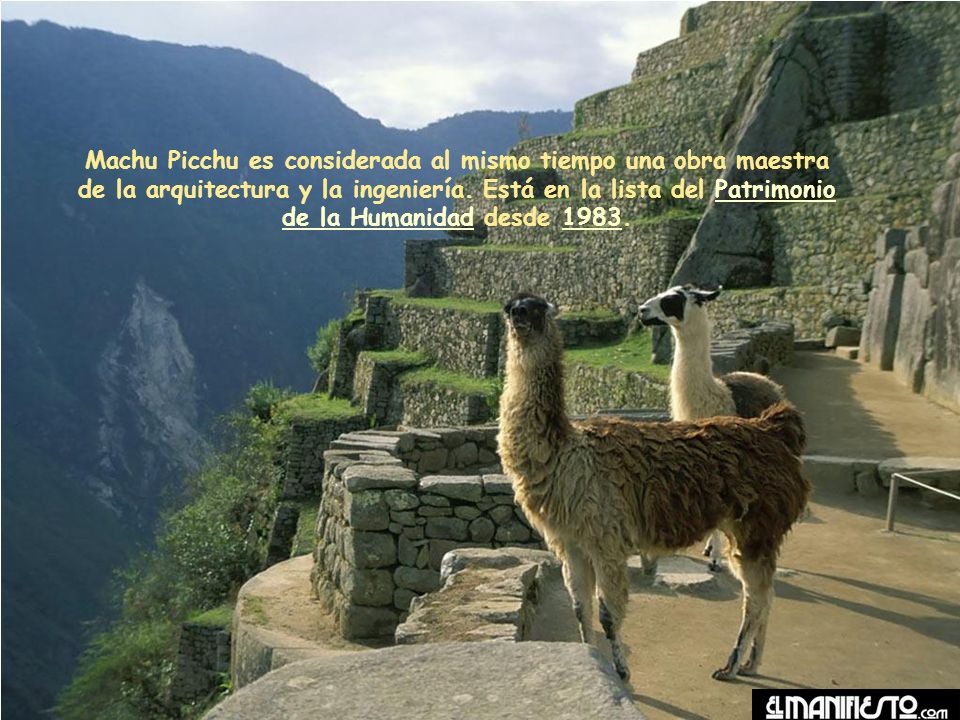Machu Picchu es considerada al mismo tiempo una obra maestra de la arquitectura y la ingeniería.