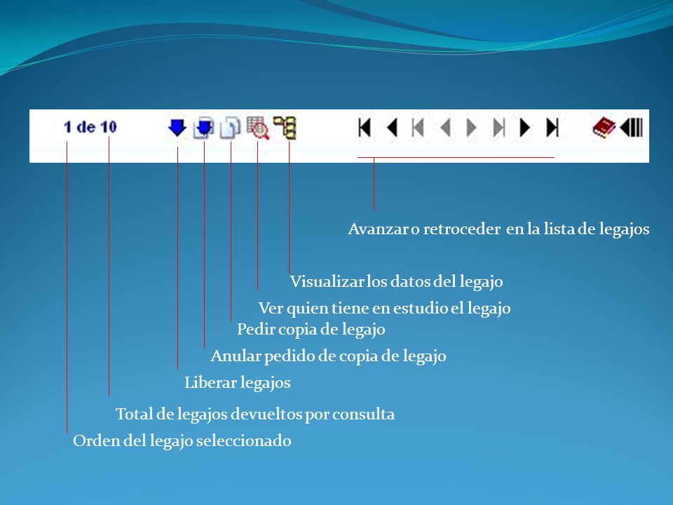 Avanzar o retroceder en la lista de legajos
