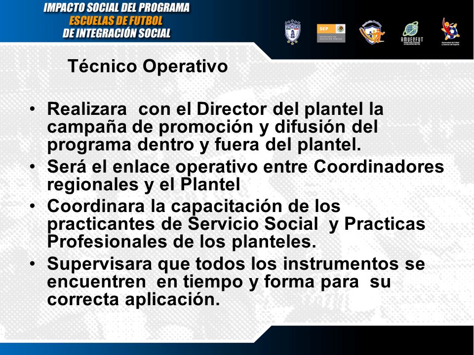 Técnico Operativo Realizara con el Director del plantel la campaña de promoción y difusión del programa dentro y fuera del plantel.