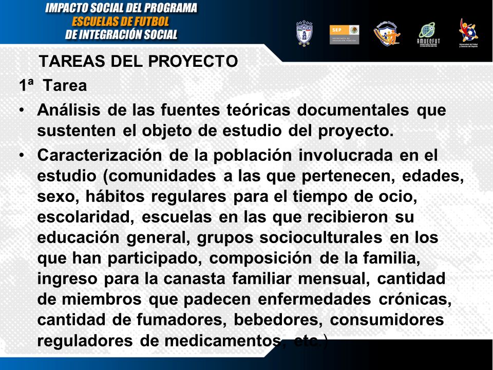 TAREAS DEL PROYECTO 1ª Tarea. Análisis de las fuentes teóricas documentales que sustenten el objeto de estudio del proyecto.