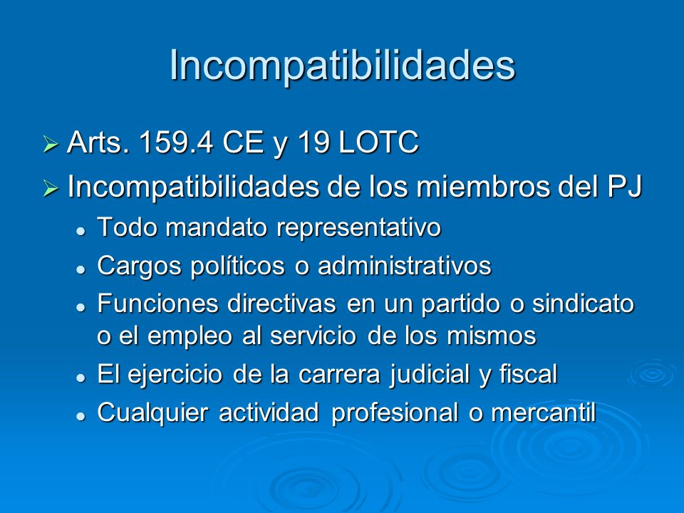 Incompatibilidades Arts CE y 19 LOTC