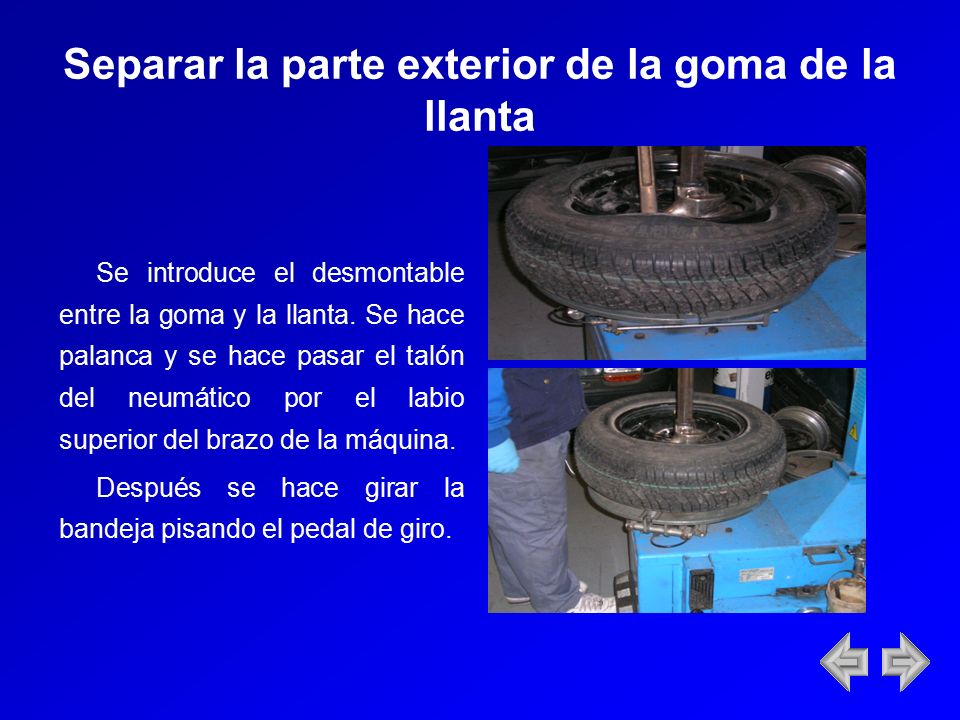 Separar la parte exterior de la goma de la llanta