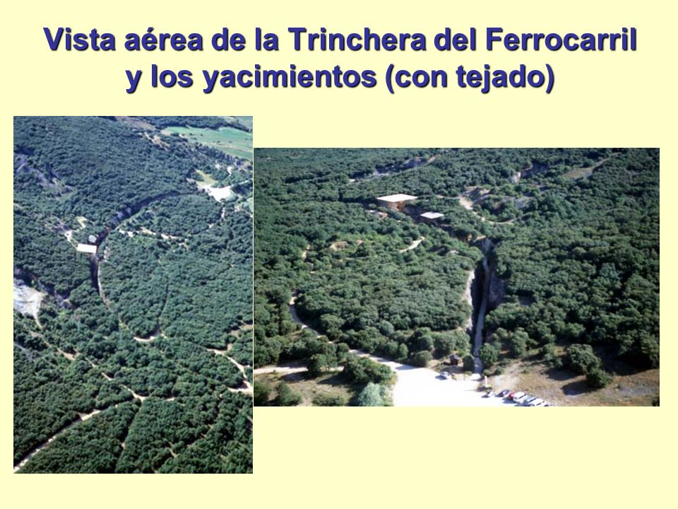 Vista aérea de la Trinchera del Ferrocarril y los yacimientos (con tejado)