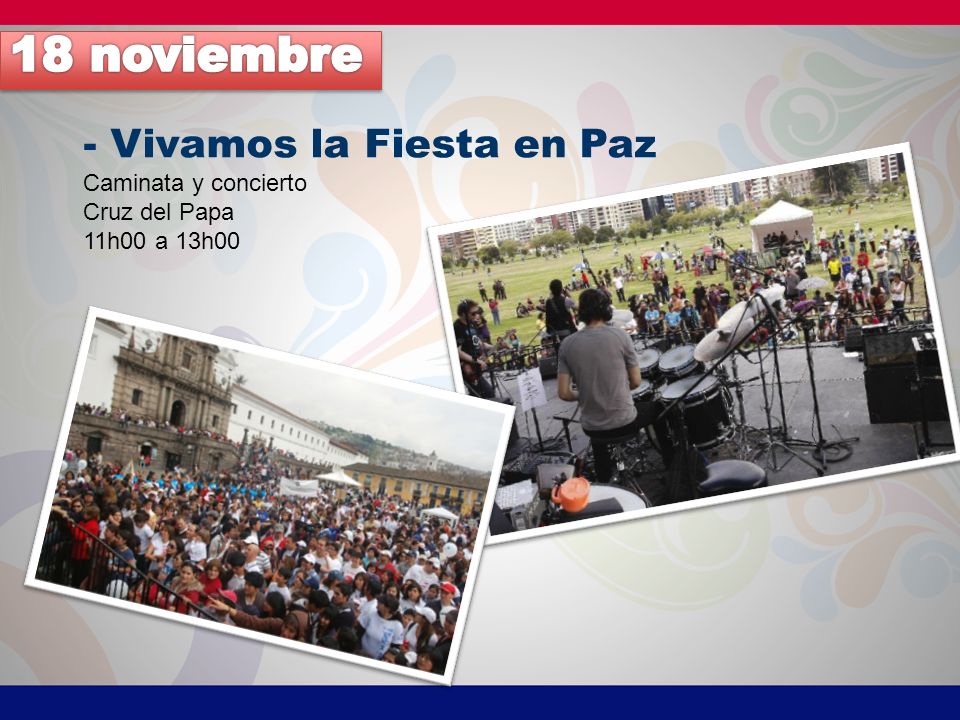 18 noviembre - Vivamos la Fiesta en Paz Caminata y concierto