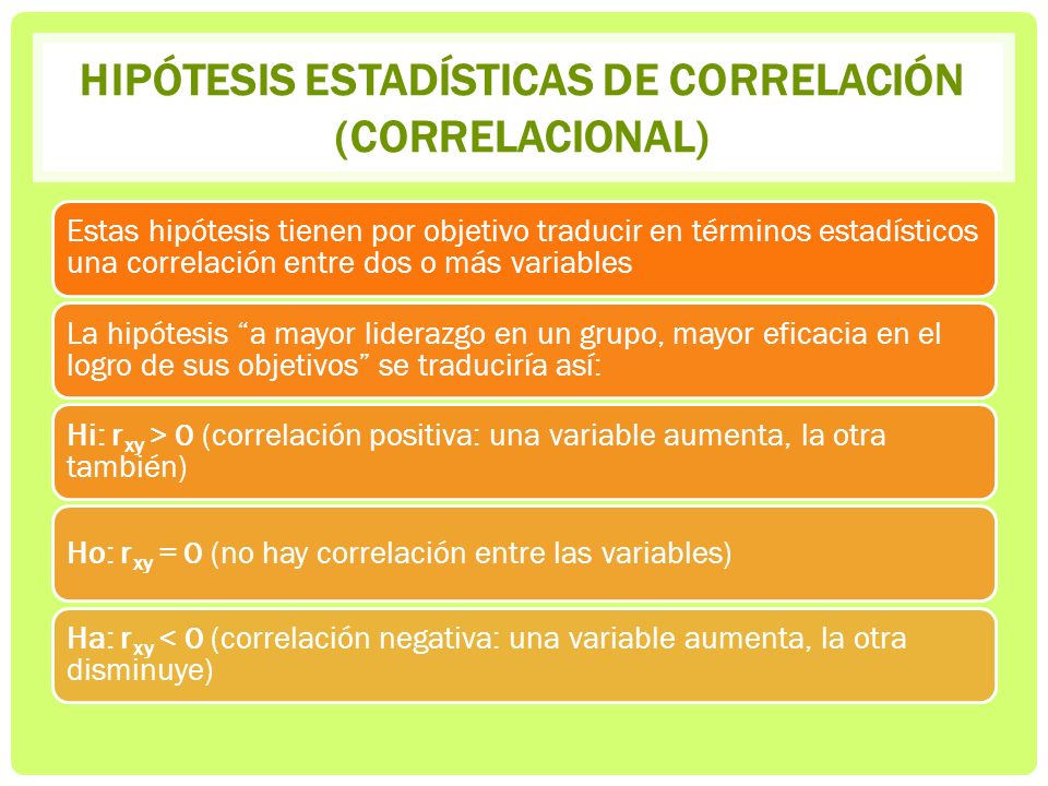 Hipótesis estadísticas de correlación (correlacional)