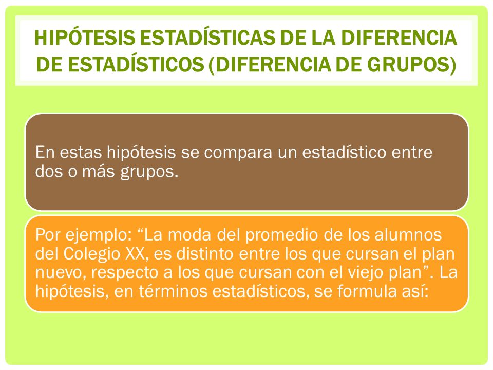 Hipótesis estadísticas de la diferencia de estadísticos (diferencia de grupos)