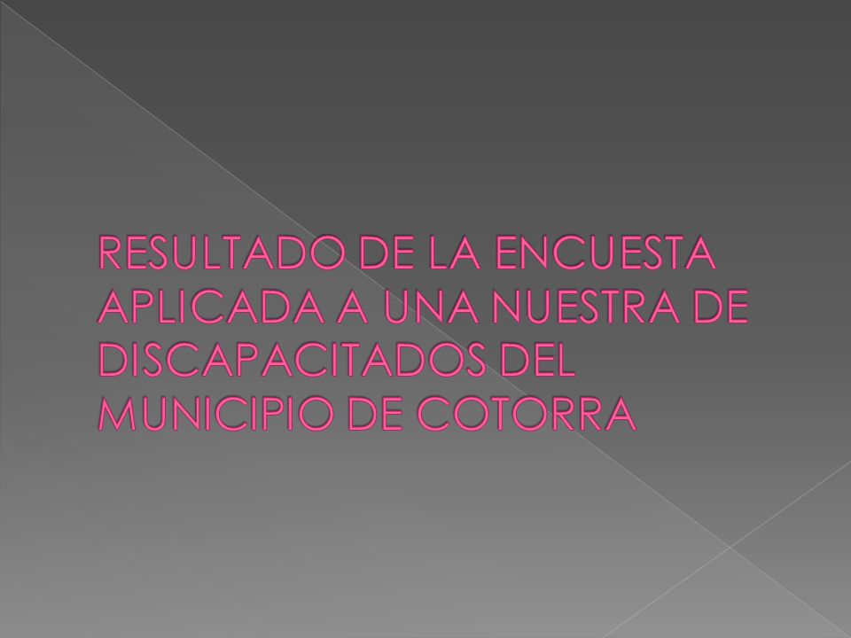 RESULTADO DE LA ENCUESTA APLICADA A UNA NUESTRA DE DISCAPACITADOS DEL MUNICIPIO DE COTORRA