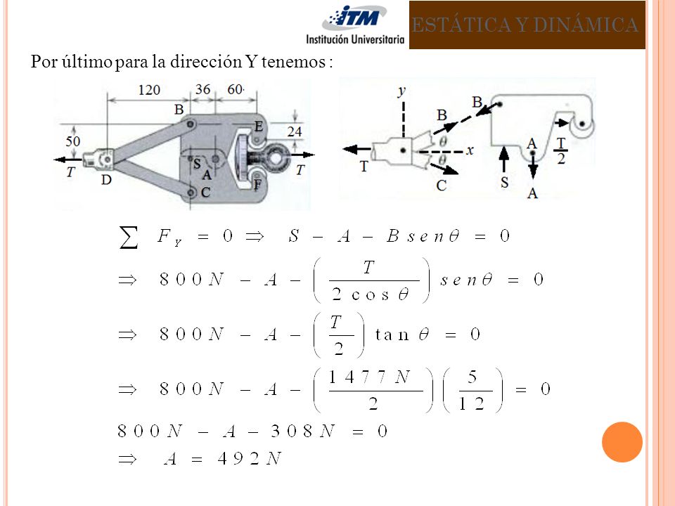 ESTÁTICA Y DINÁMICA Por último para la dirección Y tenemos :
