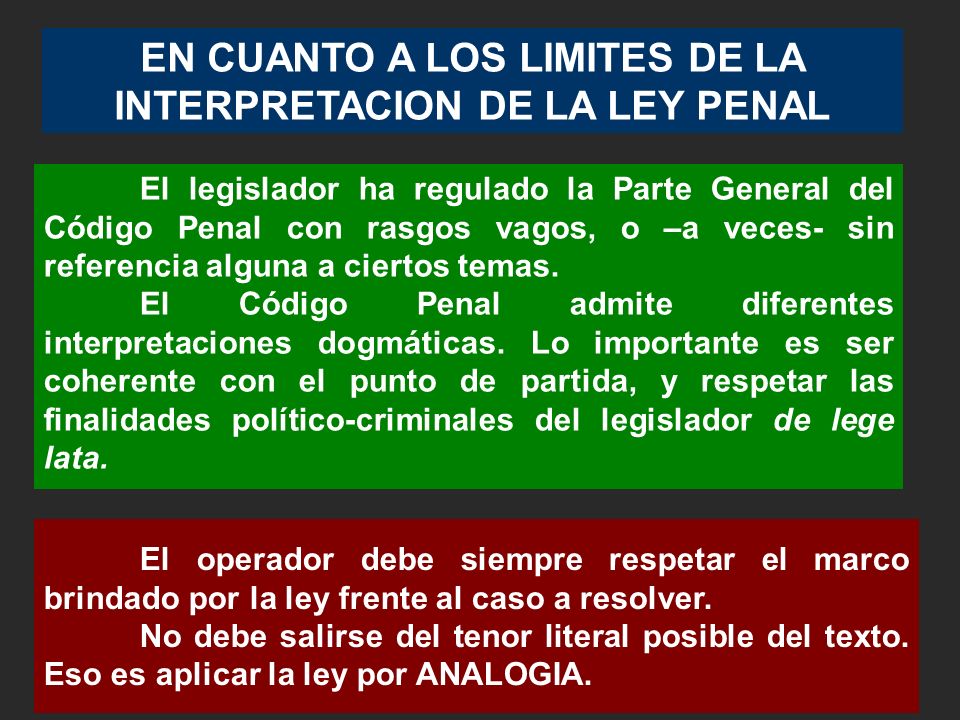 EN CUANTO A LOS LIMITES DE LA INTERPRETACION DE LA LEY PENAL