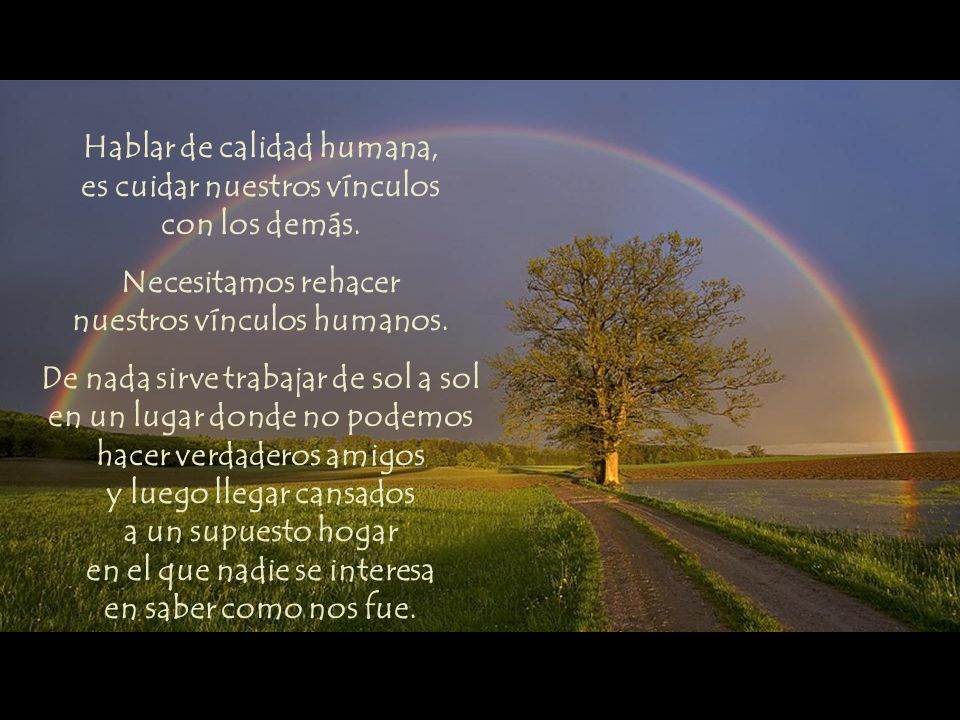 Hablar de calidad humana, es cuidar nuestros vínculos con los demás.