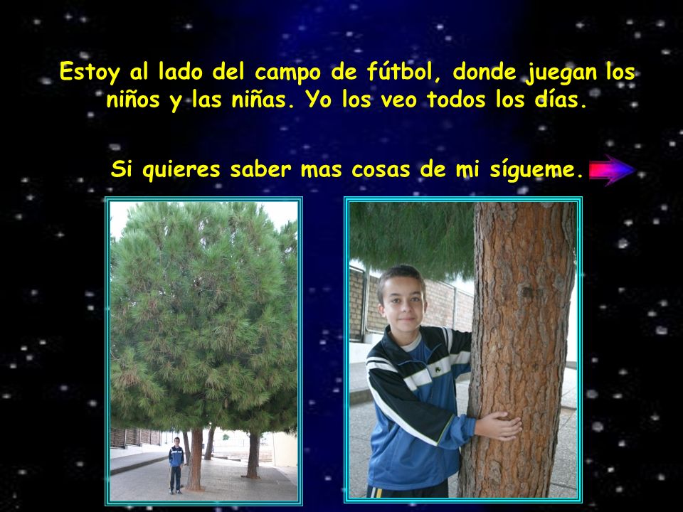 Estoy al lado del campo de fútbol, donde juegan los niños y las niñas