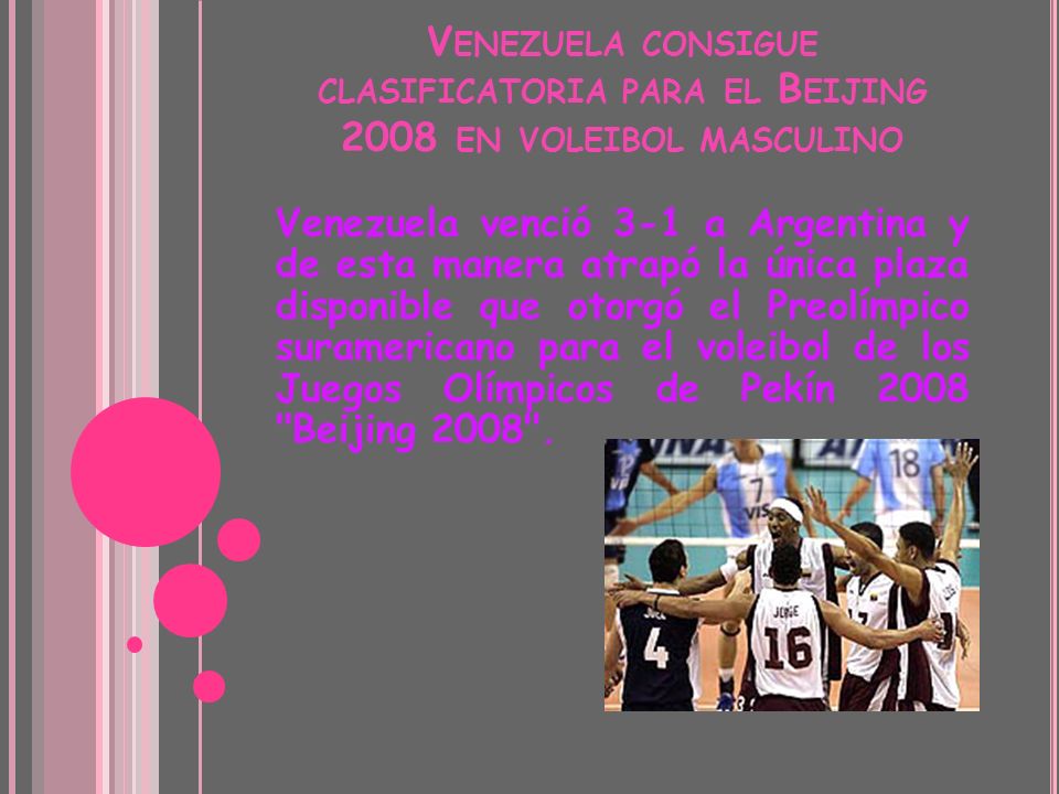 Venezuela consigue clasificatoria para el Beijing 2008 en voleibol masculino