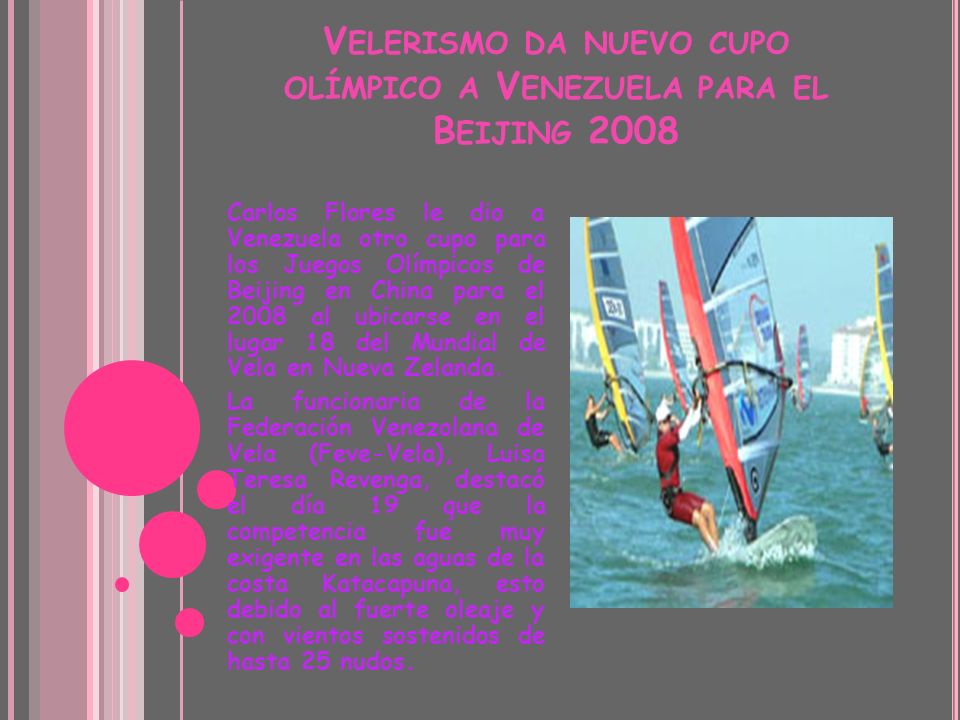 Velerismo da nuevo cupo olímpico a Venezuela para el Beijing 2008