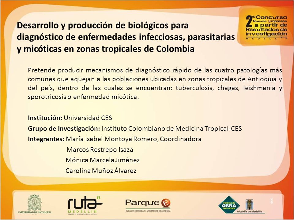 Desarrollo y producción de biológicos para diagnóstico de enfermedades infecciosas, parasitarias y micóticas en zonas tropicales de Colombia