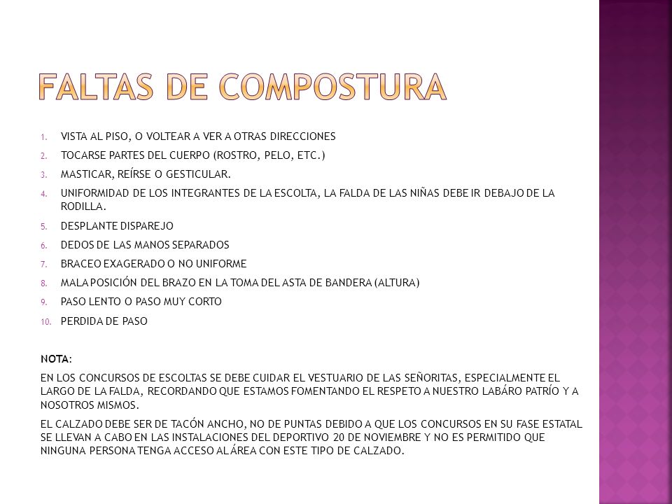 FALTAS DE COMPOSTURA VISTA AL PISO, O VOLTEAR A VER A OTRAS DIRECCIONES. TOCARSE PARTES DEL CUERPO (ROSTRO, PELO, ETC.)