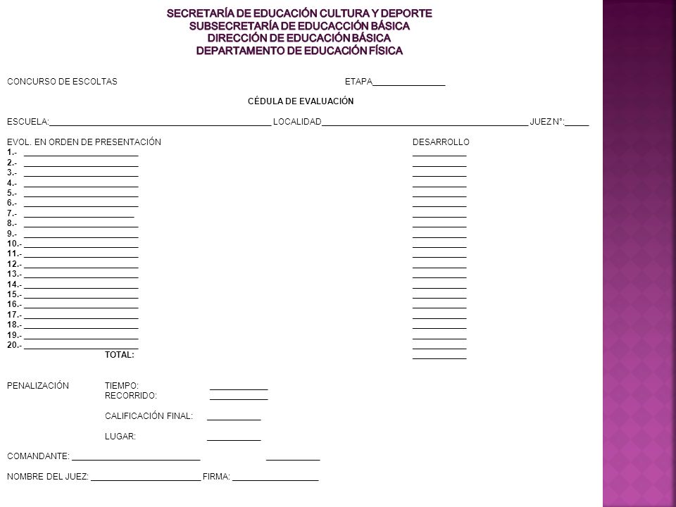 SECRETARÍA DE EDUCACIÓN CULTURA Y DEPORTE SUBSECRETARÍA DE EDUCACCIÓN BÁSICA DIRECCIÓN DE EDUCACIÓN BÁSICA DEPARTAMENTO DE EDUCACIÓN FÍSICA
