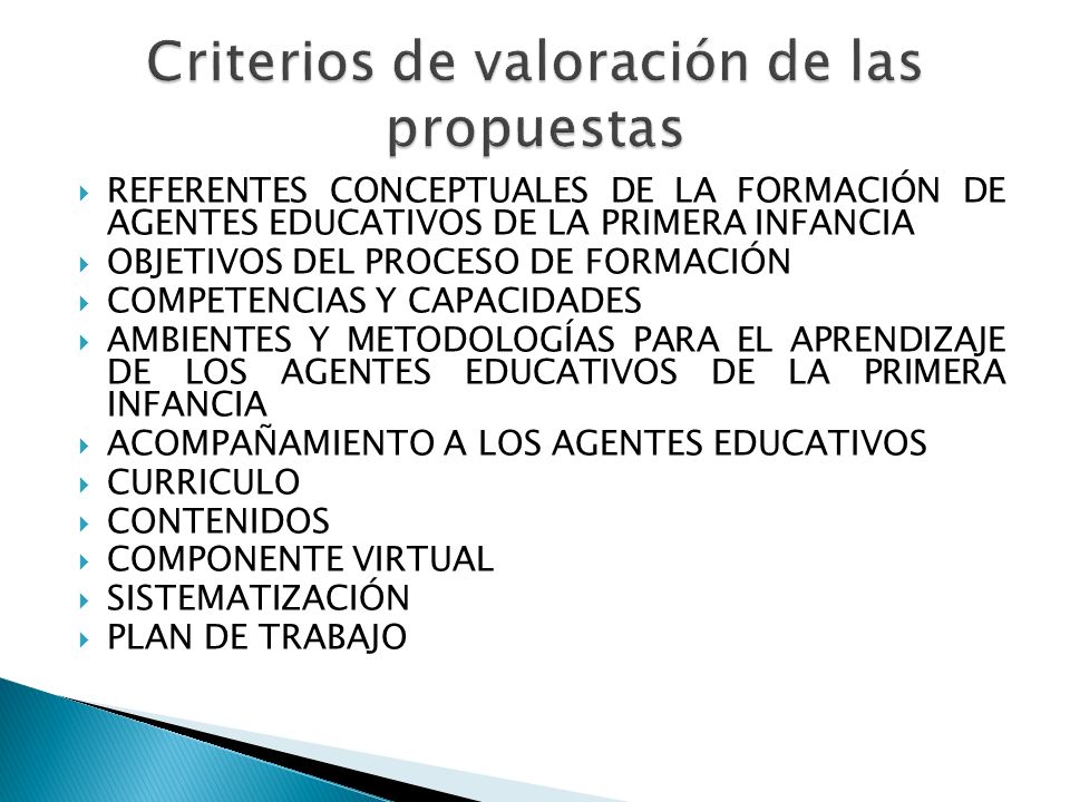 Criterios de valoración de las propuestas