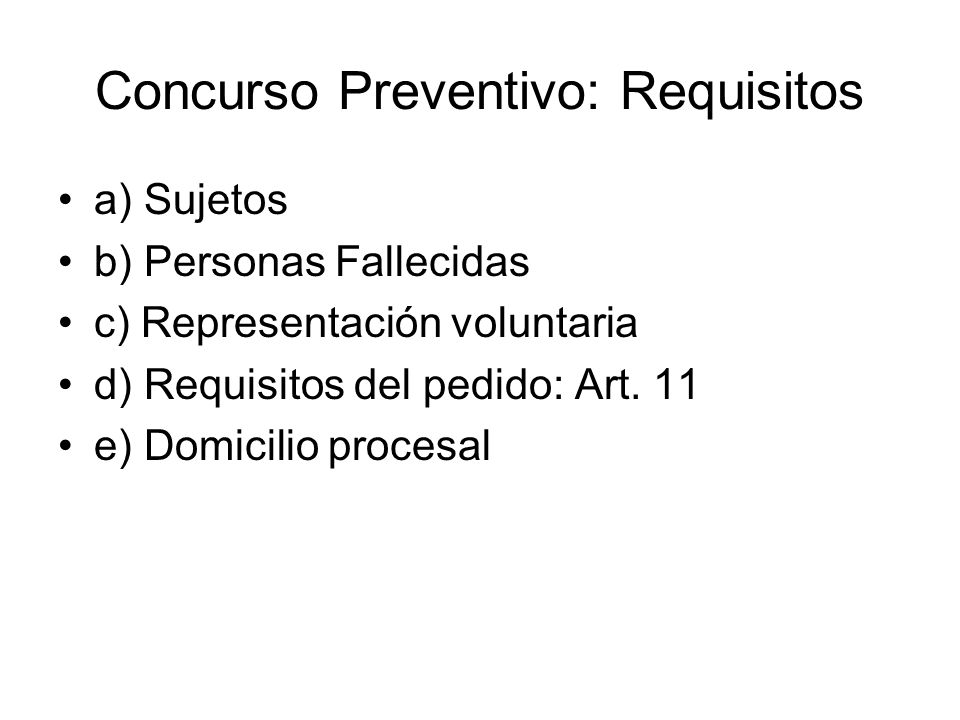 Concurso Preventivo: Requisitos