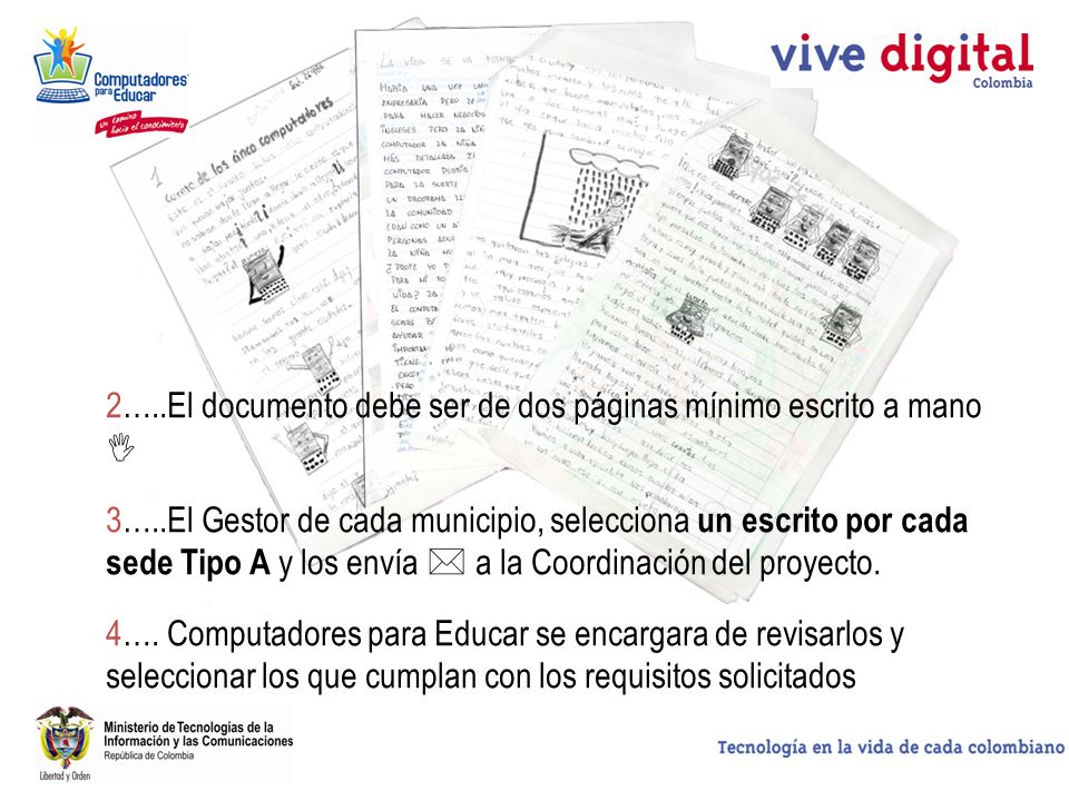2…..El documento debe ser de dos páginas mínimo escrito a mano 