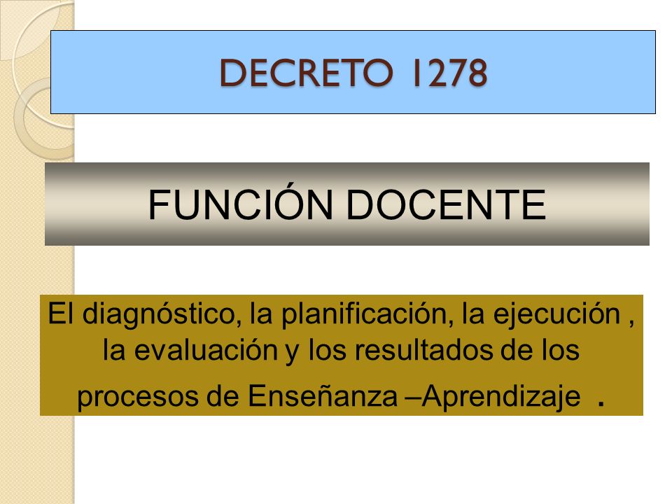 FUNCIÓN DOCENTE DECRETO 1278