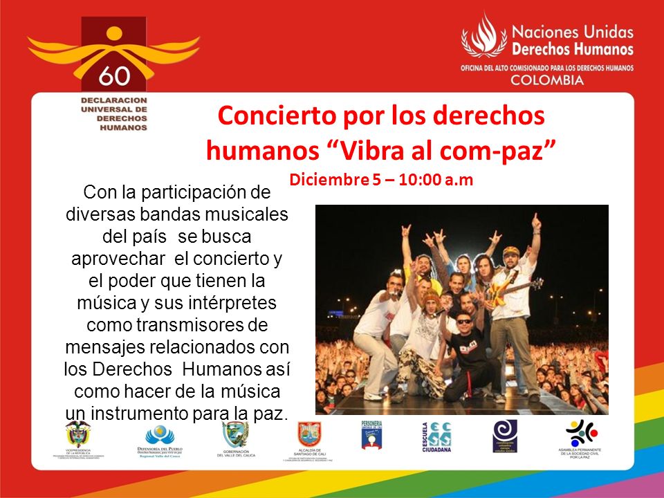 Concierto por los derechos humanos Vibra al com-paz Diciembre 5 – 10:00 a.m