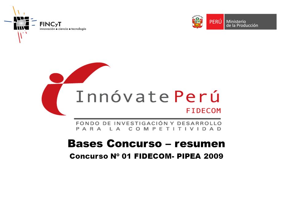 Bases Concurso – resumen Concurso Nº 01 FIDECOM- PIPEA 2009