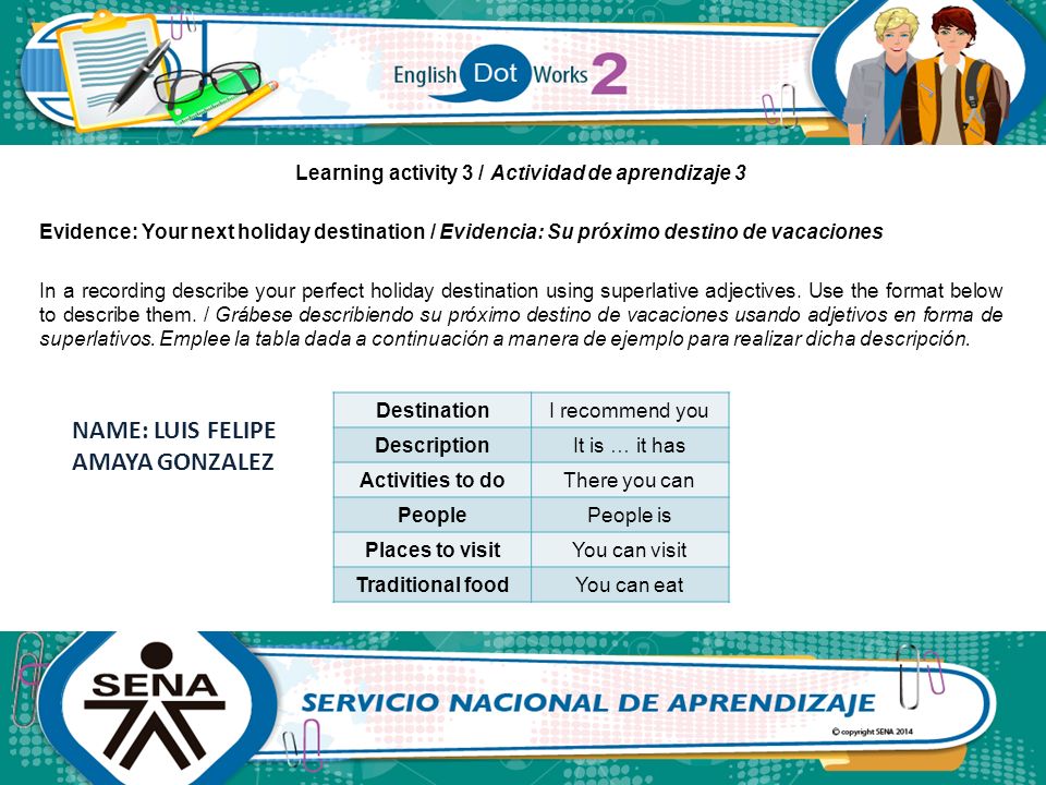 Learning activity 3 / Actividad de aprendizaje 3