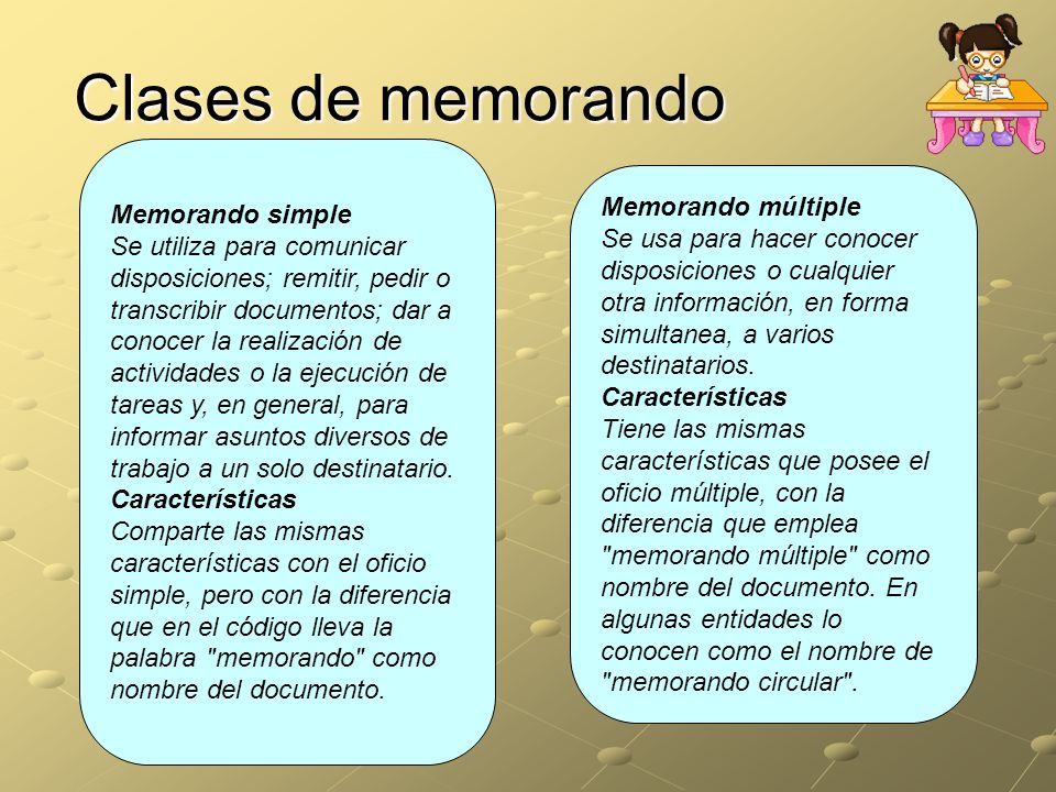 Clases de memorando Memorando simple Memorando múltiple