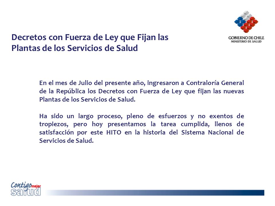 Decretos con Fuerza de Ley que Fijan las Plantas de los Servicios de Salud