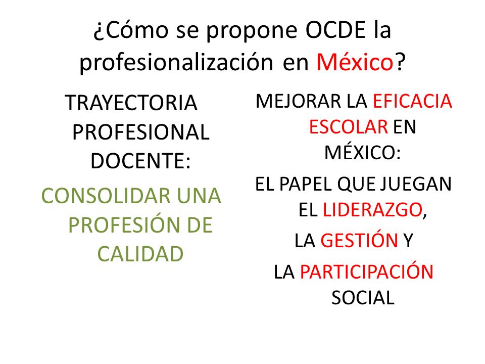 ¿Cómo se propone OCDE la profesionalización en México