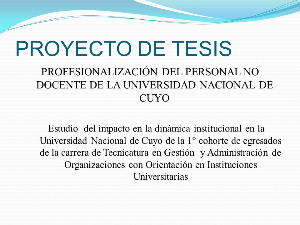 PROYECTO DE TESIS PROFESIONALIZACIÓN DEL PERSONAL NO DOCENTE DE LA UNIVERSIDAD NACIONAL DE CUYO.