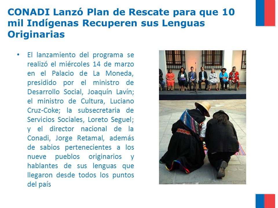 CONADI Lanzó Plan de Rescate para que 10 mil Indígenas Recuperen sus Lenguas Originarias