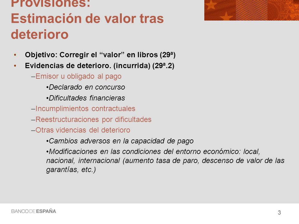 Provisiones: Estimación de valor tras deterioro