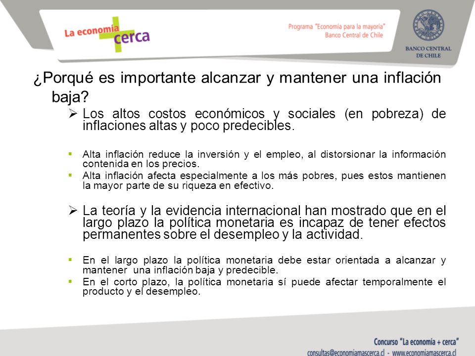 ¿Porqué es importante alcanzar y mantener una inflación baja