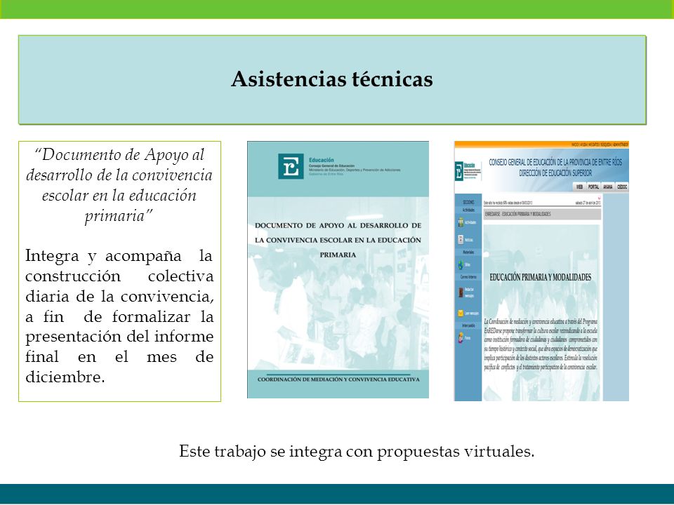 Asistencias técnicas Documento de Apoyo al desarrollo de la convivencia escolar en la educación primaria