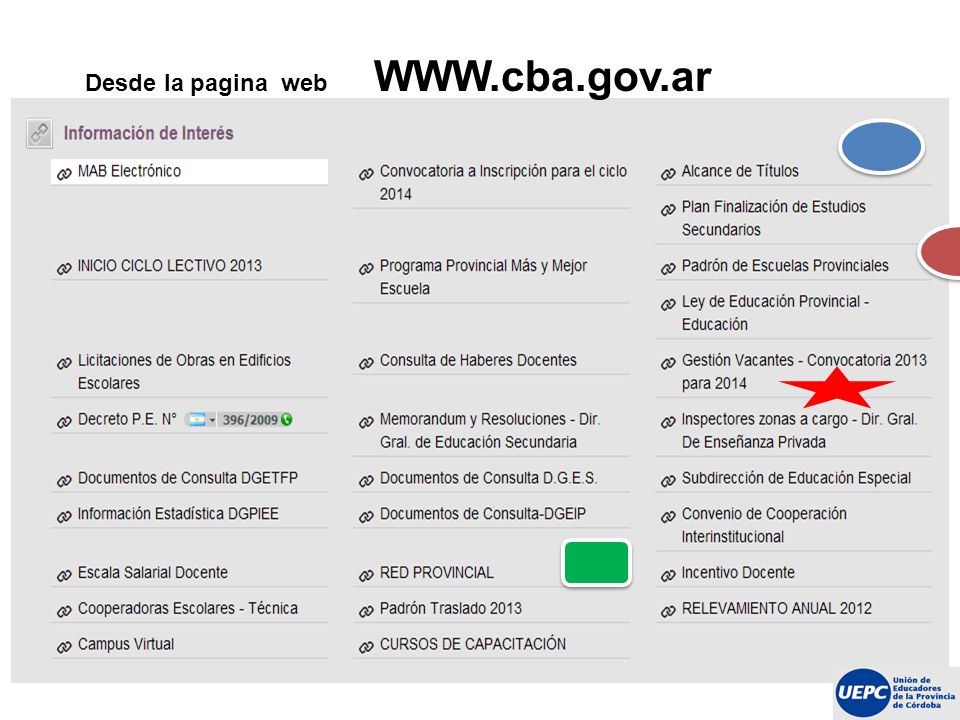 Desde la pagina web