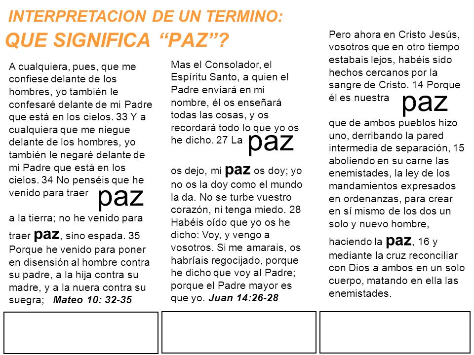 paz paz paz QUE SIGNIFICA PAZ INTERPRETACION DE UN TERMINO: