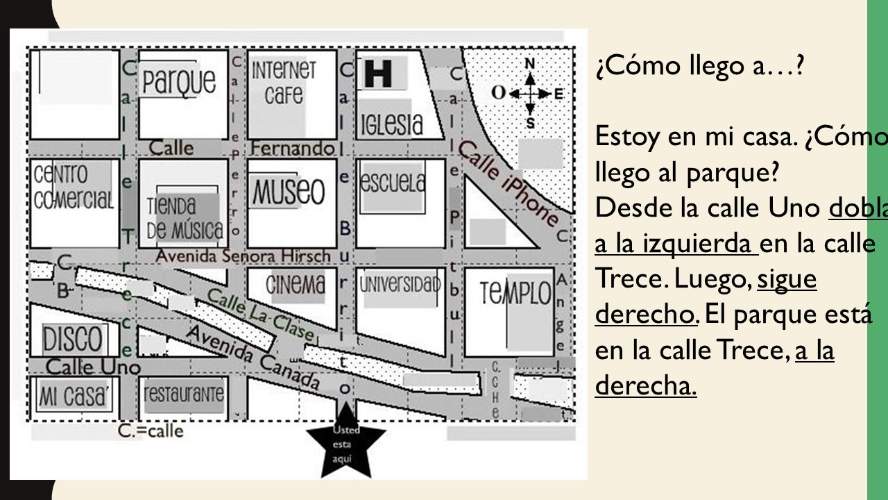 ¿Cómo llego a… Estoy en mi casa. ¿Cómo llego al parque