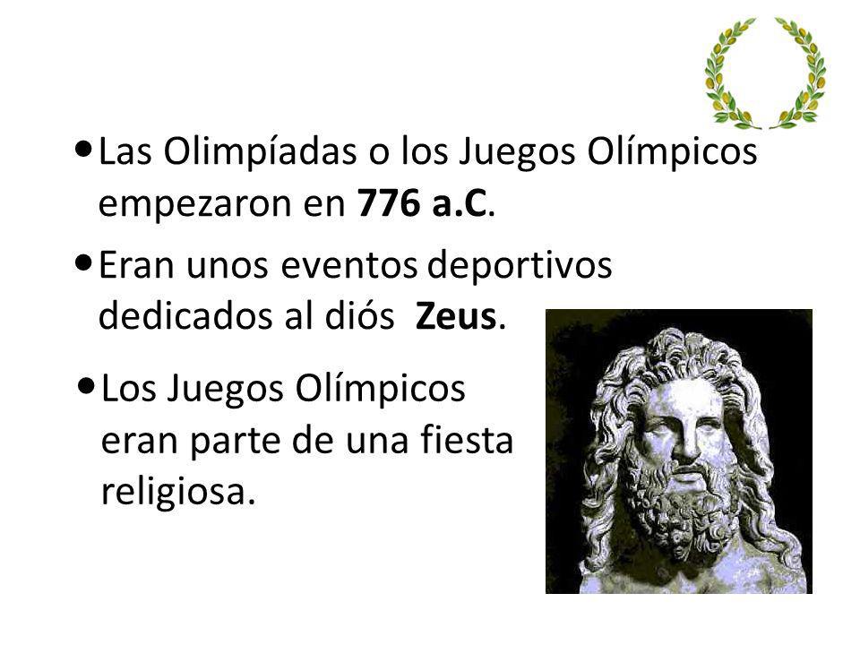 Las Olimpíadas o los Juegos Olímpicos empezaron en 776 a.C.