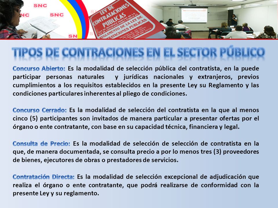 Tipos de CONTRACIONES en el sector PÚBLICo